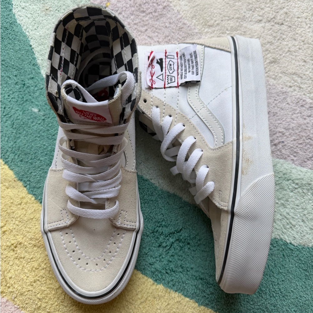 Vans High-Top Sneakers in Cream and White